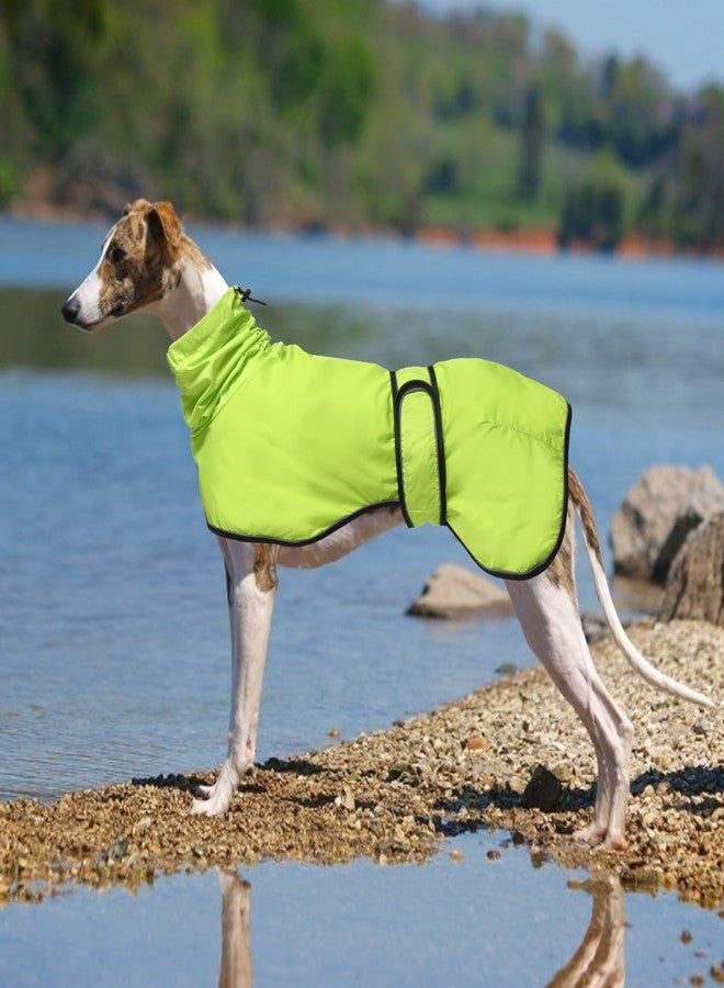 Morezi Greyhound Whippet Raincoat Waterproof with Reflective Stripe high Neck fit for Italian Greyhounds Whippets Long Back Breeds - Light Green - S - Image 2